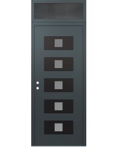Diamond D8 36" x 96" anthracite/anthracite Frosted Glass Panel black RHI with Transom Mirrored Glass