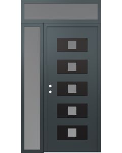 Diamond D8 52" x 96" anthracite/anthracite Frosted Glass Panel black RHI with Sidelite and Transom Frosted Glass