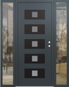 Diamond D8 68" x 80" anthracite/anthracite Frosted Glass Panel black LHI with 2 Sidelites clear Glass