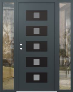 Diamond D8 68" x 80" anthracite/anthracite Frosted Glass Panel black RHI with 2 Sidelites clear Glass
