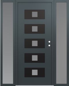 Diamond D8 68" x 80" anthracite/anthracite Frosted Glass Panel black LHI with 2 Sidelites Frosted Glass