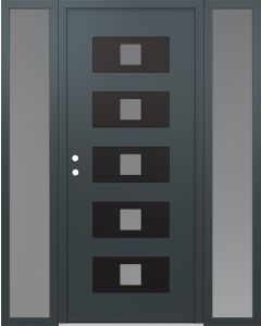Diamond D8 68" x 80" anthracite/anthracite Frosted Glass Panel black RHI with 2 Sidelites Frosted Glass