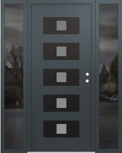 Diamond D8 68" x 80" anthracite/anthracite Frosted Glass Panel black LHI with 2 Sidelites Mirrored Glass