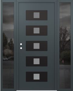 Diamond D8 68" x 80" anthracite/anthracite Frosted Glass Panel black RHI with 2 Sidelites Mirrored Glass