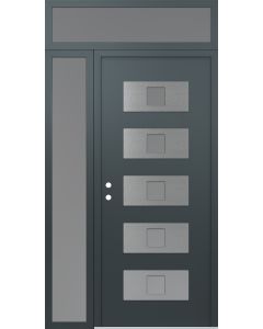 Diamond D8 52" x 96" anthracite/anthracite Frosted Glass Panel stainless steel RHI with Sidelite and Transom Frosted Glass