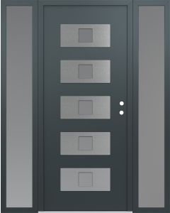 Diamond D8 68" x 80" anthracite/anthracite Frosted Glass Panel stainless steel LHI with 2 Sidelites Frosted Glass