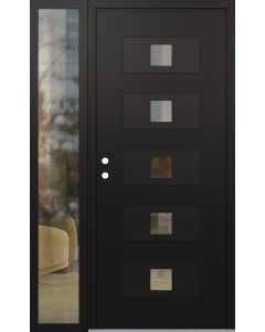 Diamond D8 52" x 80" black/black Clear Glass Panel black RHI with Sidelite Clear Glass