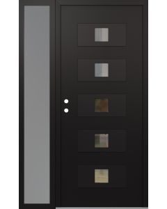 Diamond D8 52" x 80" black/black Clear Glass Panel black RHI with Sidelite frosted Glass