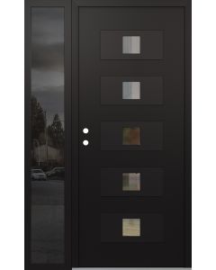 Diamond D8 52" x 80" black/black Clear Glass Panel black RHI with Sidelite Mirrored Glass