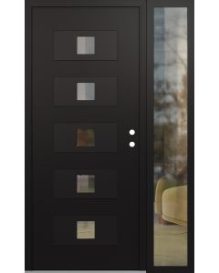 Diamond D8 52" x 80" black/black Clear Glass Panel black LHI with Sidelite Clear Glass