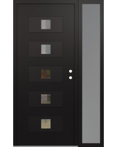 Diamond D8 52" x 80" black/black Clear Glass Panel black LHI with Sidelite frosted Glass