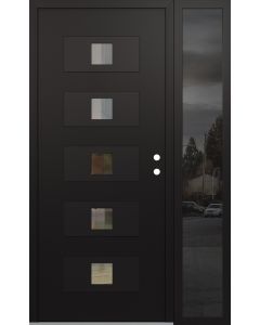 Diamond D8 52" x 80" black/black Clear Glass Panel black LHI with Sidelite Mirrored Glass