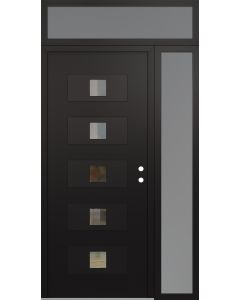 Diamond D8 50" x 96" black/black Clear Glass Panel black LHI with Sidelite and Transom frosted Glass
