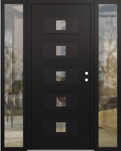 Diamond D8 64" x 80" black/black Clear Glass Panel black LHI with 2 Sidelites Clear Glass