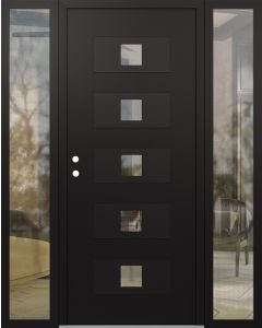 Diamond D8 64" x 80" black/black Clear Glass Panel black RHI with 2 Sidelites Clear Glass