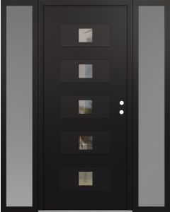 Diamond D8 64" x 80" black/black Clear Glass Panel black LHI with 2 Sidelites frosted Glass