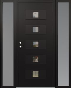 Diamond D8 64" x 80" black/black Clear Glass Panel black RHI with 2 Sidelites frosted Glass