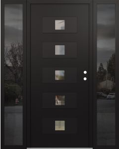 Diamond D8 64" x 80" black/black Clear Glass Panel black LHI with 2 Sidelites Mirrored Glass