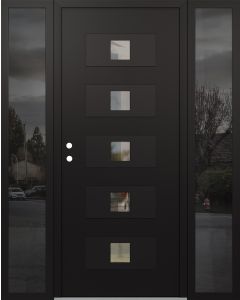 Diamond D8 60" x 80" black/black Clear Glass Panel black RHI with 2 Sidelites Mirrored Glass