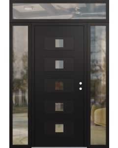 Diamond D8 60" x 96" black/black Clear Glass Panel black LHI with 2 Sidelites and Transom Clear Glass