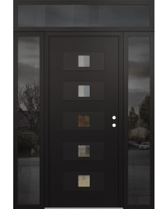 Diamond D8 60" x 96" black/black Clear Glass Panel black LHI with 2 Sidelites and Transom Mirrored Glass