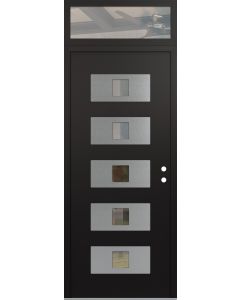 Diamond D8 36" x 96" black/black Clear Glass Panel Stainless steel LHI with Transom Clear Glass
