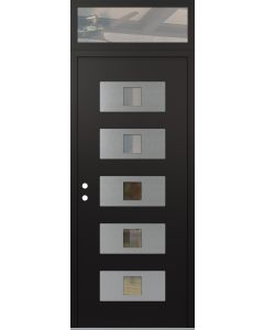 Diamond D8 36" x 96" black/black Clear Glass Panel Stainless steel RHI with Transom Clear Glass