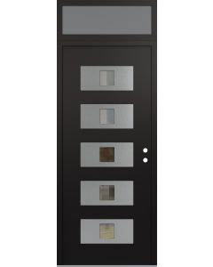 Diamond D8 36" x 96" black/black Clear Glass Panel Stainless steel LHI with Transom frosted Glass