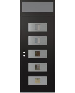Diamond D8 36" x 96" black/black Clear Glass Panel Stainless steel RHI with Transom frosted Glass