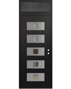 Diamond D8 36" x 96" black/black Clear Glass Panel Stainless steel LHI with Transom Mirrored Glass