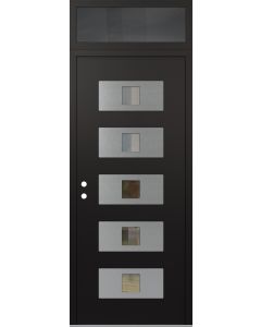 Diamond D8 36" x 96" black/black Clear Glass Panel Stainless steel RHI with Transom Mirrored Glass