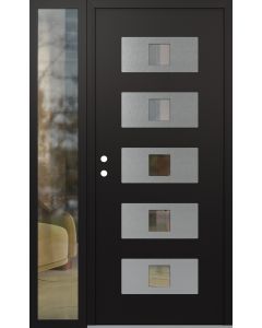 Diamond D8 50" x 80" black/black Clear Glass Panel Stainless steel RHI with Sidelite Clear Glass