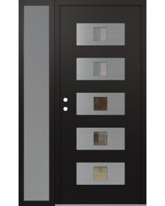 Diamond D8 52" x 80" black/black Clear Glass Panel Stainless steel RHI with Sidelite frosted Glass