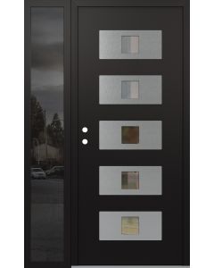 Diamond D8 48" x 80" black/black Clear Glass Panel Stainless steel RHI with Sidelite Mirrored Glass