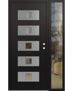Diamond D8 50" x 80" black/black Clear Glass Panel Stainless steel LHI with Sidelite Clear Glass