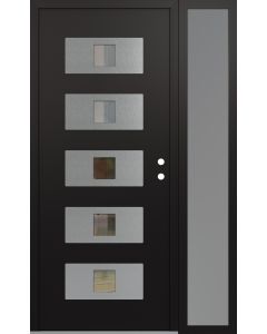 Diamond D8 52" x 80" black/black Clear Glass Panel Stainless steel LHI with Sidelite frosted Glass