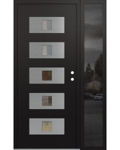 Diamond D8 52" x 80" black/black Clear Glass Panel Stainless steel LHI with Sidelite Mirrored Glass