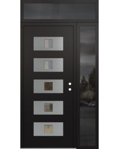 Diamond D8 52" x 96" black/black Clear Glass Panel Stainless steel LHI with Sidelite and Transom Mirrored Glass