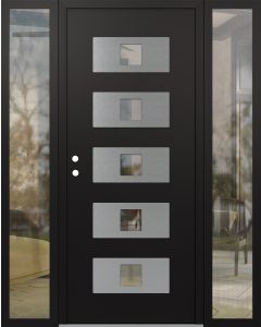 Diamond D8 60" x 80" black/black Clear Glass Panel Stainless steel RHI with 2 Sidelites Clear Glass