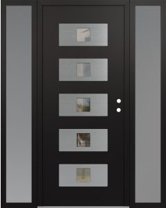 Diamond D8 60" x 80" black/black Clear Glass Panel Stainless steel LHI with 2 Sidelites frosted Glass
