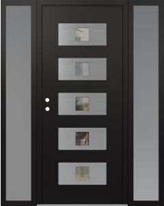 Diamond D8 60" x 80" black/black Clear Glass Panel Stainless steel RHI with 2 Sidelites frosted Glass