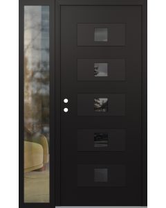 Diamond D8 52" x 80" black/black Mirrored Glass Panel black RHI with Sidelite clear Glass