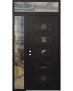 Diamond D8 52" x 96" black/black Mirrored Glass Panel black RHI with Sidelite and Transom clear Glass