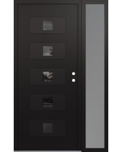 Diamond D8 50" x 80" black/black Mirrored Glass Panel black LHI with Sidelite frosted Glass