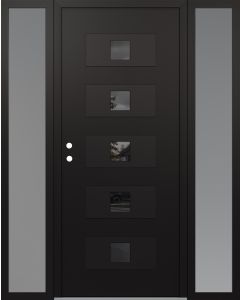 Diamond D8 68" x 80" black/black Mirrored Glass Panel black RHI with 2 Sidelites frosted Glass