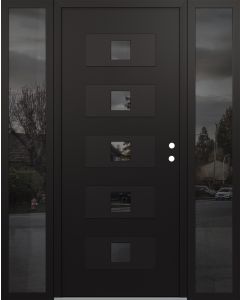 Diamond D8 68" x 80" black/black Mirrored Glass Panel black LHI with 2 Sidelites Mirrored Glass