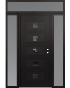 Diamond D8 68" x 96" black/black Mirrored Glass Panel black LHI with 2 Sidelites and Transom frosted Glass