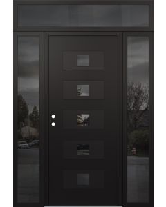 Diamond D8 68" x 96" black/black Mirrored Glass Panel black RHI with 2 Sidelites and Transom Mirrored Glass