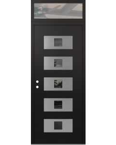 Diamond D8 36" x 96" black/black Mirrored Glass Panel stainless steel RHI with Transom clear Glass