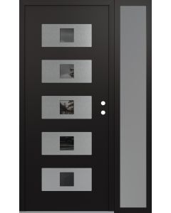 Diamond D8 50" x 80" black/black Mirrored Glass Panel stainless steel LHI with Sidelite frosted Glass